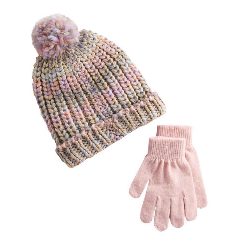 SO -  Space-Dyed Pom Beanie & Gloves Set (NWT)